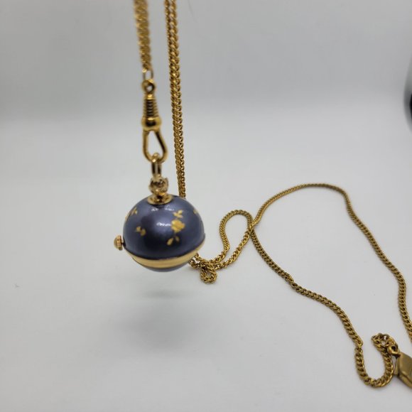 Jewelry - Necklace Vintage Bucherer Ball Globe Pendent Chain Etched NK_BL0002.